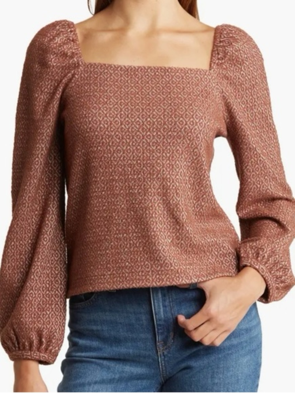 Madewell Rose-Tone Square Neck Puff Sleeve Blouse